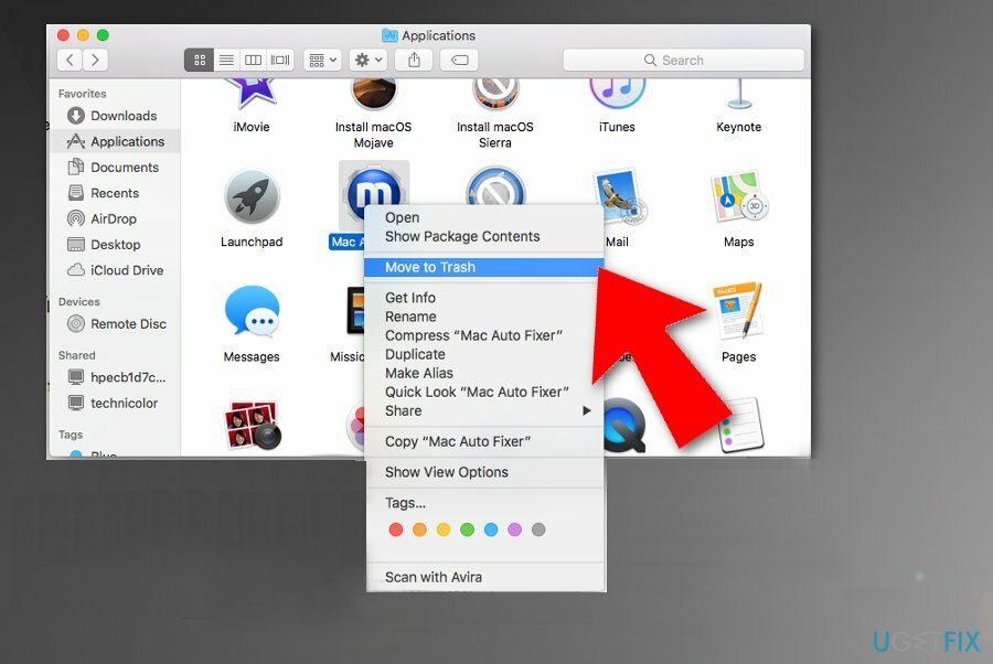 Pindahkan Mac Auto Fixer ke tempat sampah