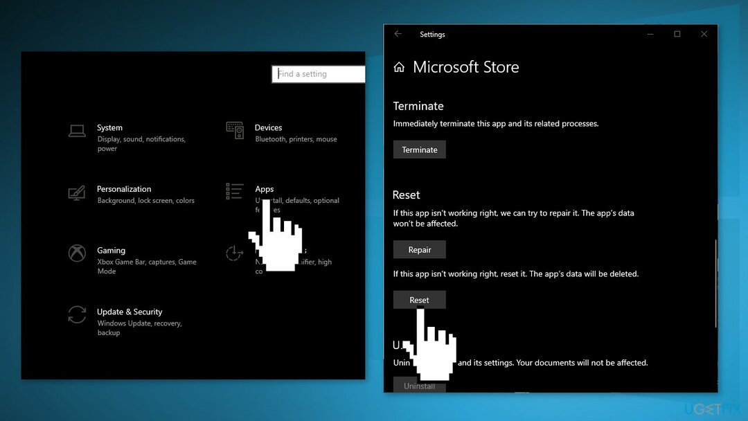 Lähtestage Microsoft Store'i rakendus