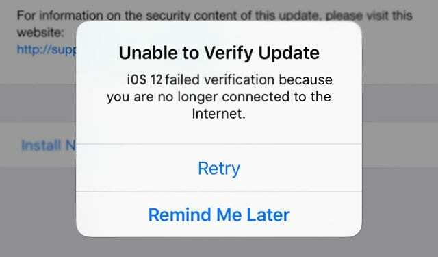 Não foi possível verificar a atualização para iOS 12 no iPhone