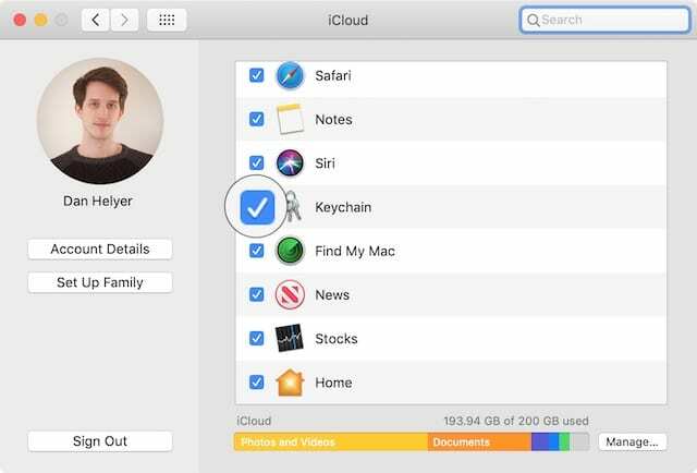 Keychain في iCloud على Mac