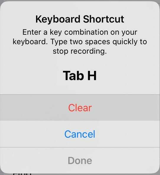 Úplný prístup z klávesnice – Mapovať nový príkaz Klávesová skratka pre iPad
