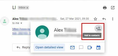 Pievienot jaunu kontaktpersonu Gmail
