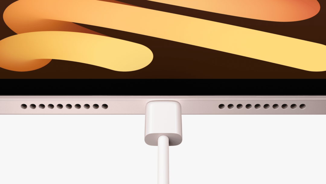 USB C ports atrodas iPad.