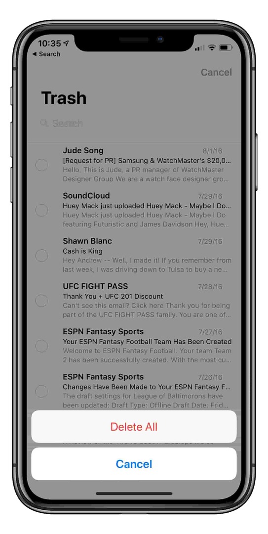 Kustutage meilid iPhone 5-st täielikult