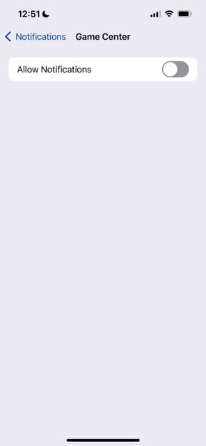 Atļaut paziņojumus spēļu centram iPhone tālrunī