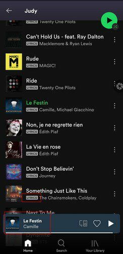 Poiščite besedilo Spotify