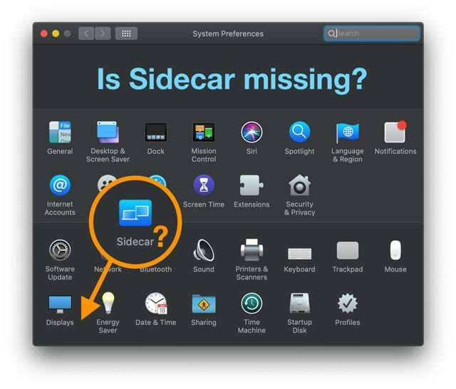 manjka stranska prikolica v sistemskih nastavitvah Mac