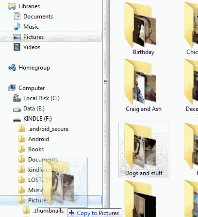 กำลังถ่ายโอนรูปภาพไปยัง Kindle Fire