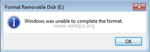 Windows nu a reușit să completeze formatul