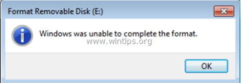 Windows-მა ვერ შეძლო ფორმატის დასრულება
