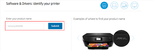 प्रिंटर का नाम इनपुट करें, यानी सैमसंग M2020W