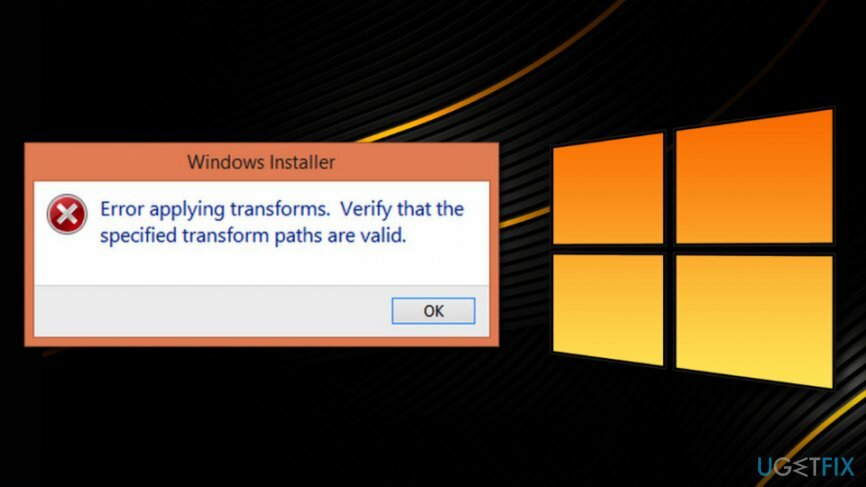 השגיאה " שגיאה בהחלת טרנספורמציות" ב-Windows 10