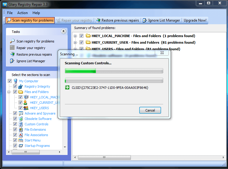 Reparación del registro de Glarysoft