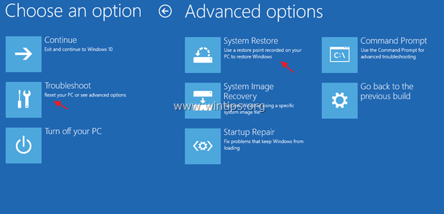 sistema restaurar windows 10