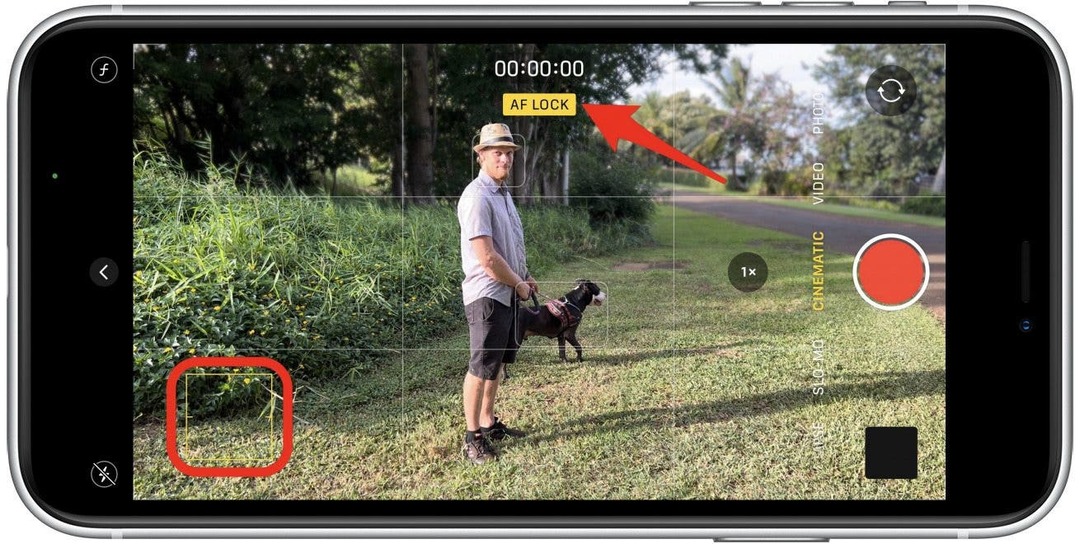 AF LOCK को सक्रिय करने के लिए स्क्रीन को टैप करके रखें।