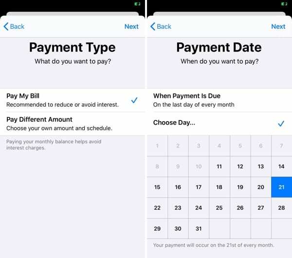 Kies betalingstype en datum