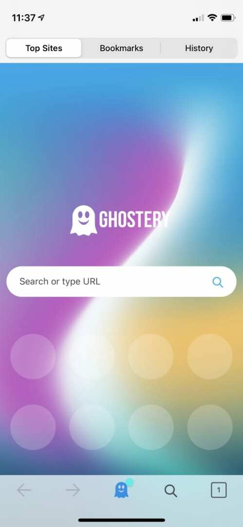 Ghostery startskjerm