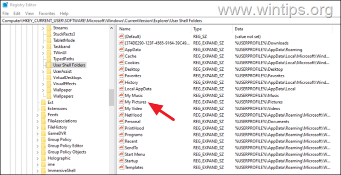 Changer le chemin du dossier Camera Roll dans le registre