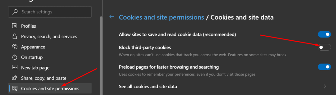 Cookies von Drittanbietern zulassen Edge-Browser
