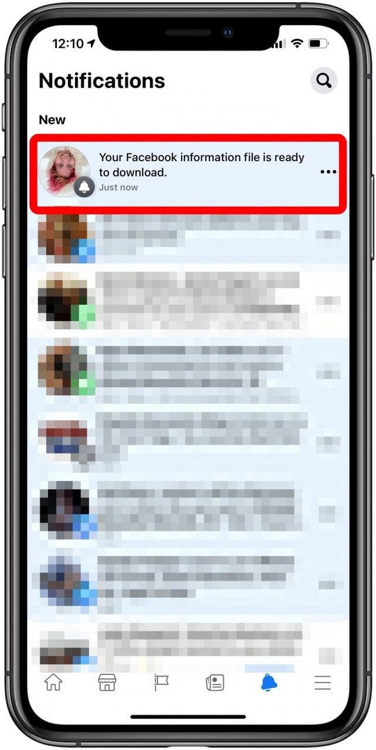 Appuyez sur la notification sur Facebook.