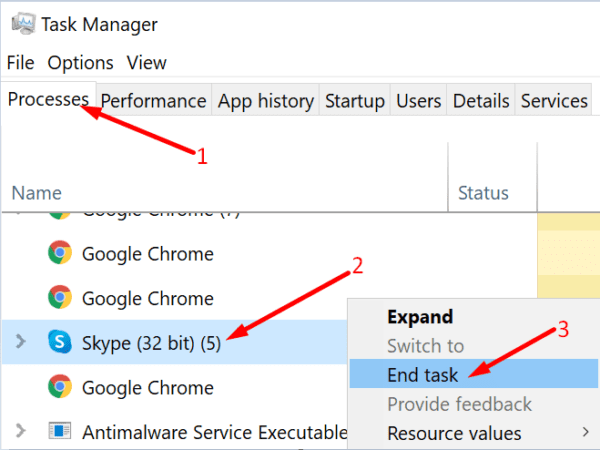 akhiri tugas skype task manager