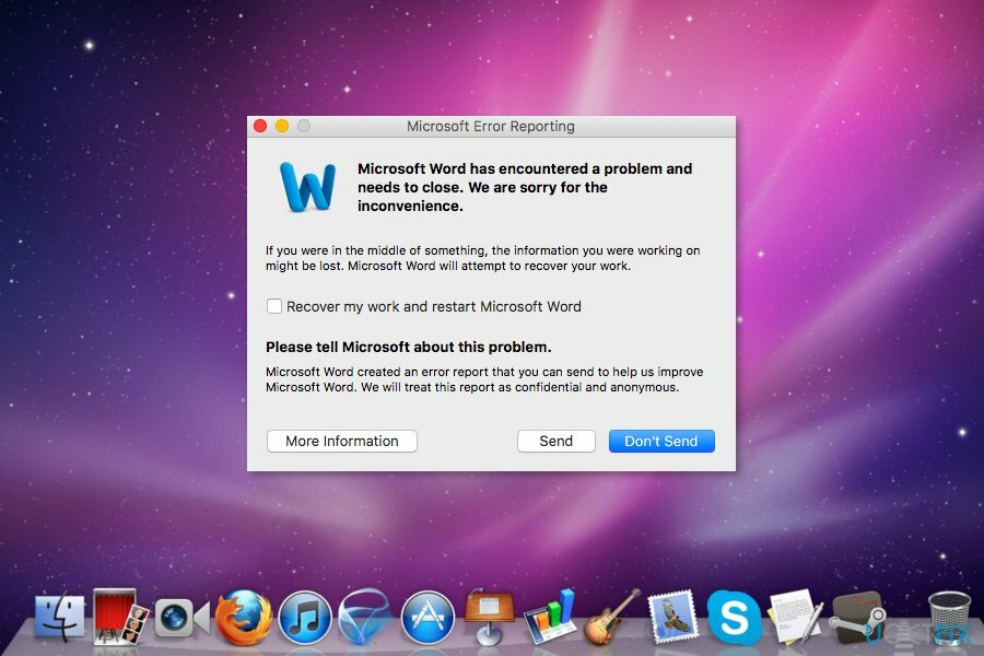 Napraw błąd „Microsoft Word napotkał problem i musi zostać zamknięty” Błąd na komputerze Mac
