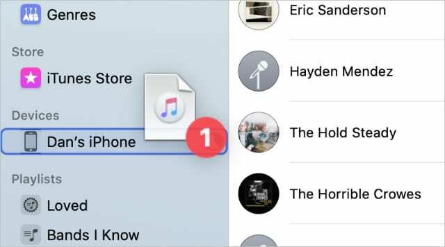 Ruční přidávání hudby do iPhone v aplikaci Hudba