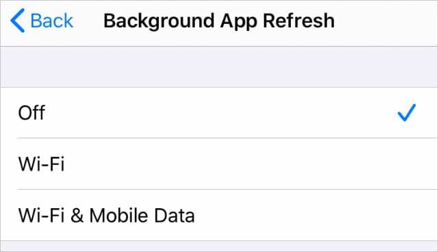אפשרויות רענון אפליקציה ברקע בהגדרות כלליות באייפון