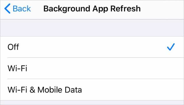 Opcje odświeżania aplikacji w tle w Ustawieniach ogólnych na iPhonie