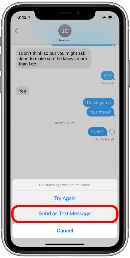 iMessage Not Delivered-fout