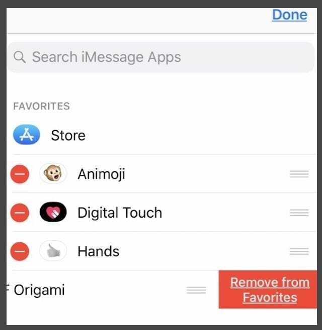 お気に入りからiMessageアプリを削除する