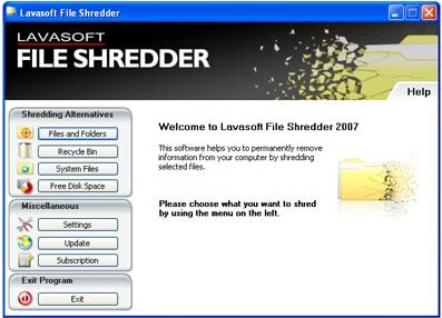 Lavasoft File Shredder softver