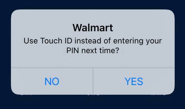 touch id vai sejas ID, lai maksātu Walmart