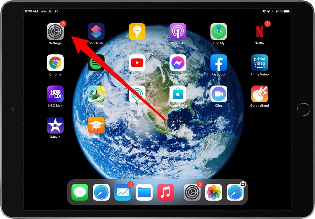 Nyissa meg a Beállítások alkalmazást iPaden