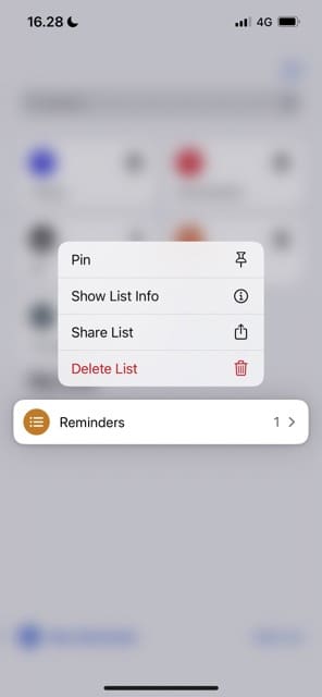 Screenshot che mostra Mostra informazioni elenco in Promemoria