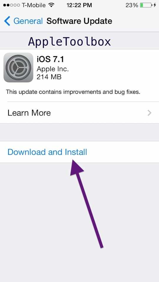 instalación de la actualización de iOS