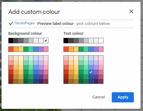 لون مخصص تسمية Gmail