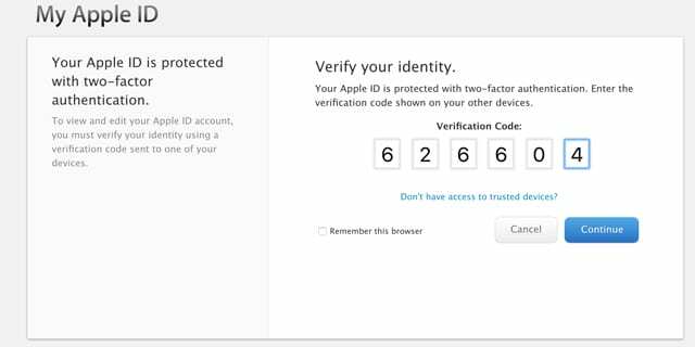 ověřte přihlášení přes Apple Two-Factor Identification