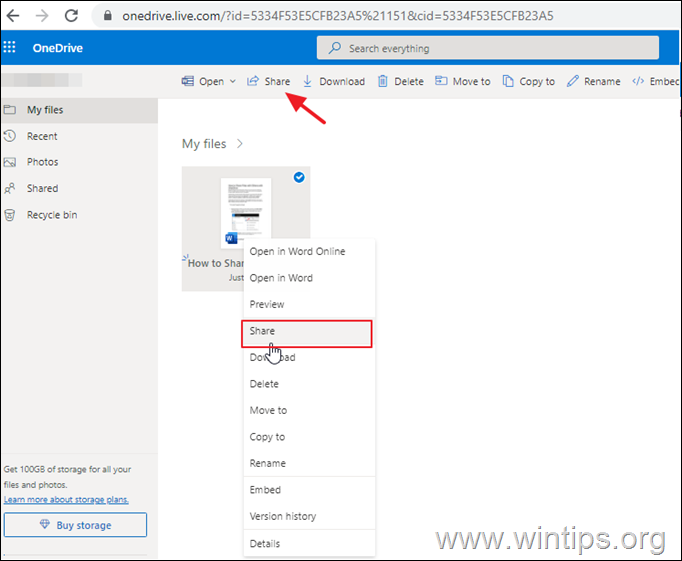 Come condividere file con altri con OneDrive