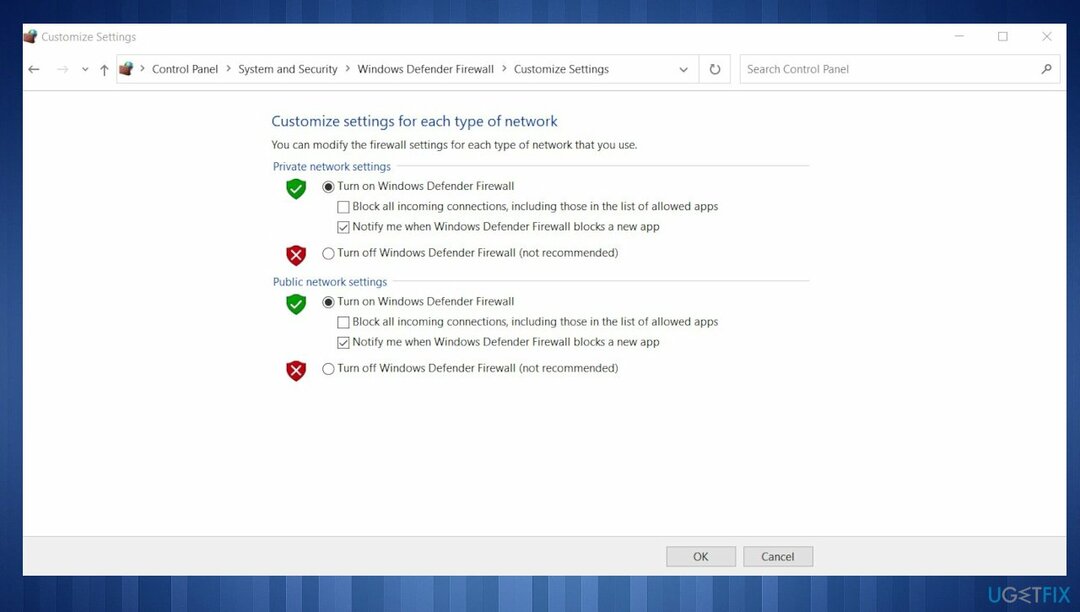 Configurações de firewall