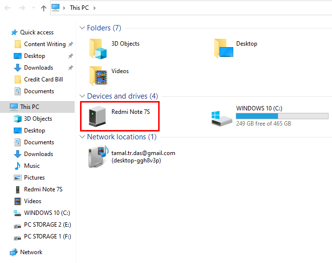 Windows PC'de cep telefonu sürücüsü