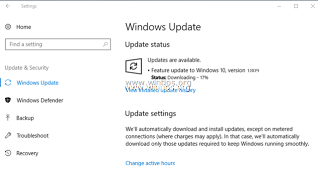 Windows 10 Update 1809 kan inte installeras 