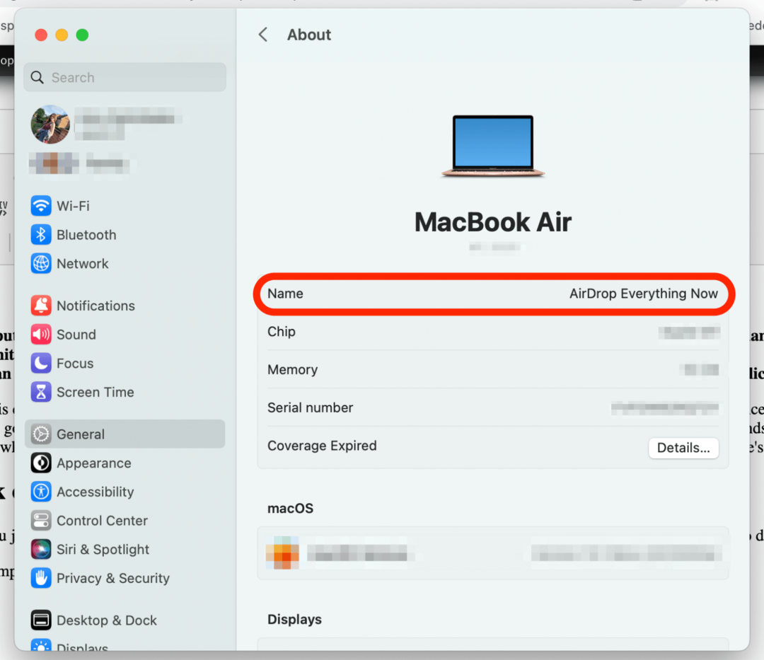 klik setelah Anda selesai mengubah nama macbook