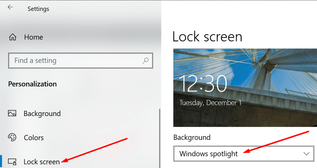 تمكين windows-spotlight-lock-screen