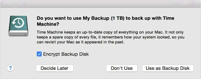 Time Machine backup varning