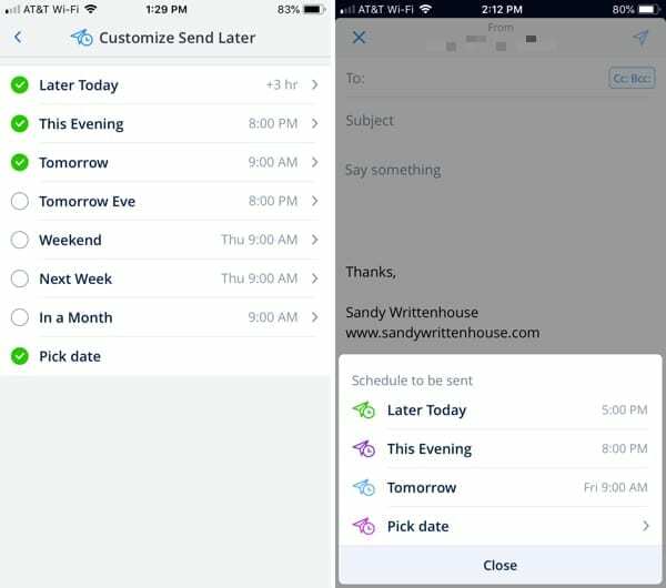 Personalizați Trimiteți mai târziu pe iPhone
