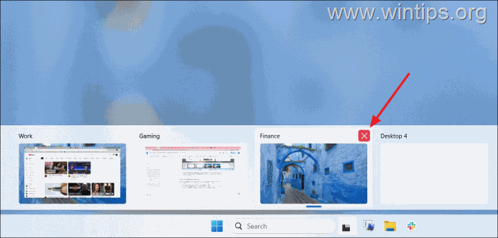Sulje virtuaalinen työpöytä - Windows 11