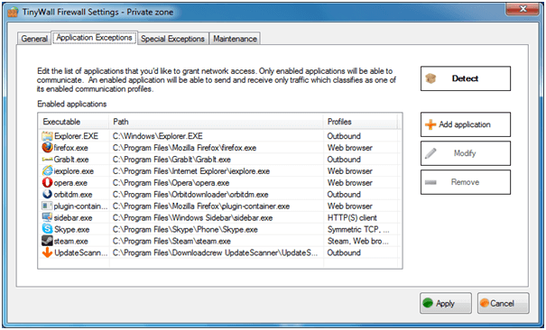 TinyWall - Cele mai bune programe Windows Firewall