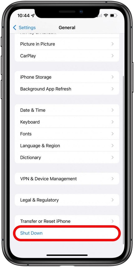 शट डाउन टैप करें।