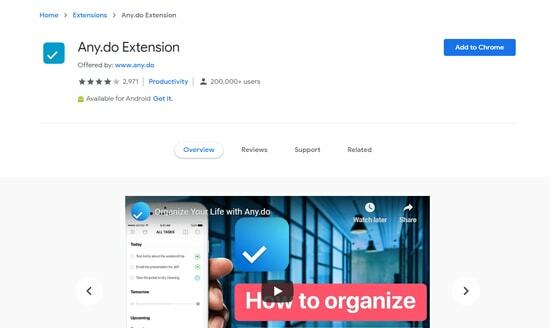 Any.do - la meilleure extension de sécurité Chrome